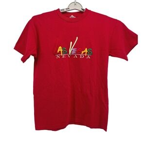 TND T-Shirt Mens M Red Las Vegas Nevada Puff Print Embroidered Short Sleeve Tee